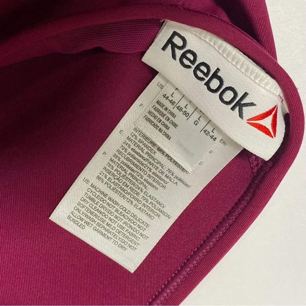 NWT Reebok Sports Bra Fushia Open Back w/ Straps Work Out Yoga Womens Size Large
